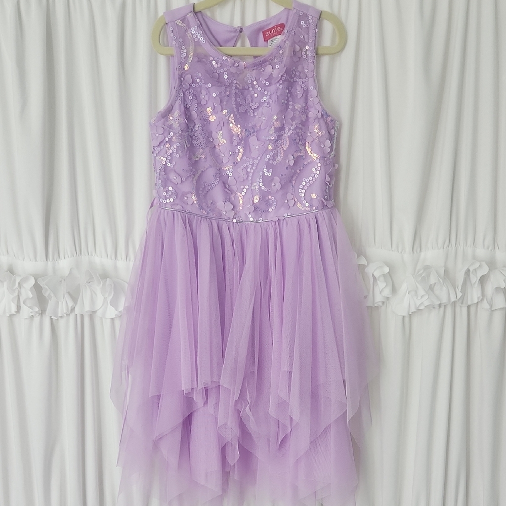 Zunie Girl, 7/8, Purple Sleeveless, Floral Dress, With Sequins And Tutu Bottom